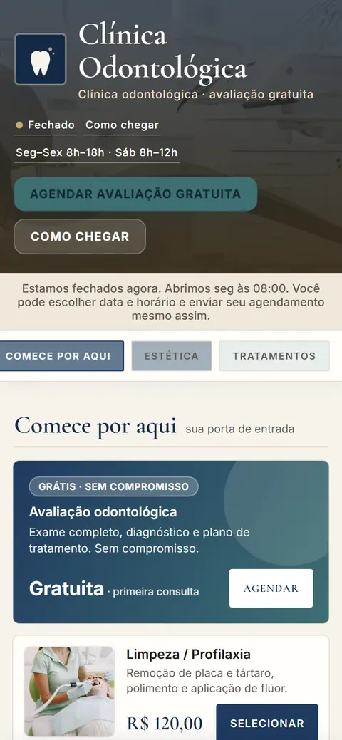 Tela do app Dentista