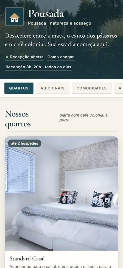 Tela do app Pousada
